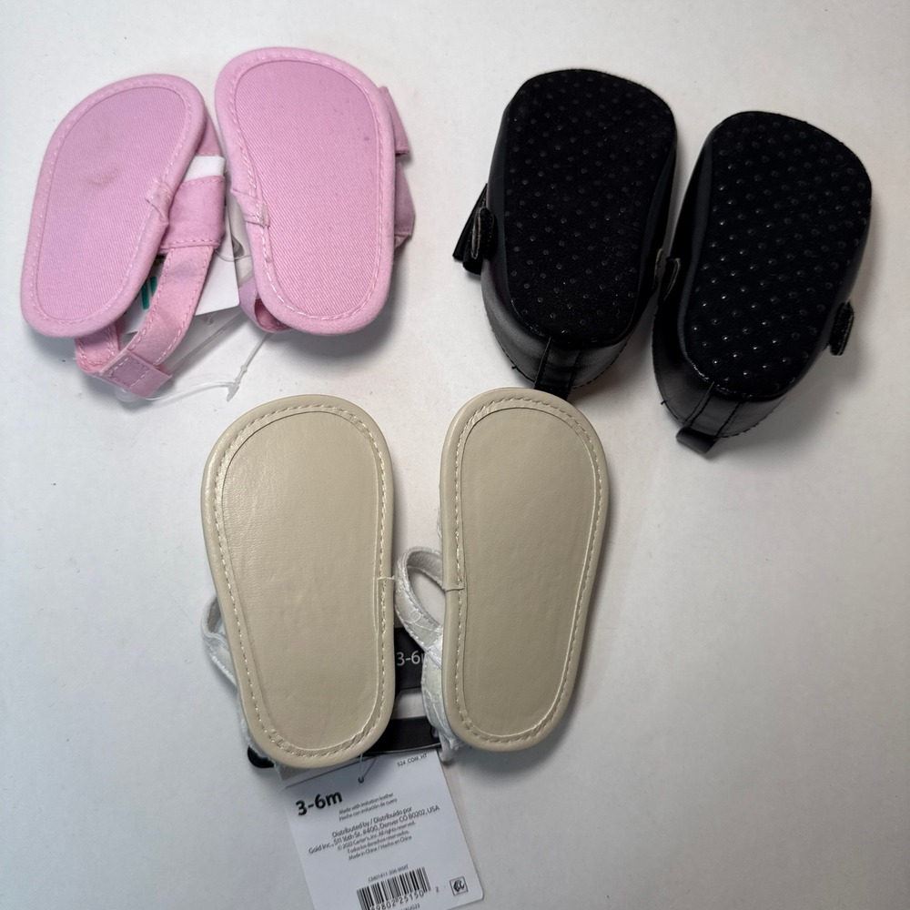 Carters Baby Girl Shoes Bundle Sandals Unbranded Mary Janes 0-12M 3 Pairs NEW - Picture 6 of 6